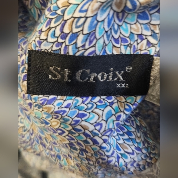 ST. CROIX 100% Cotton Short Sleeve Button Down Shirt In Blue Pattern. Size XXL - Picture 8 of 9